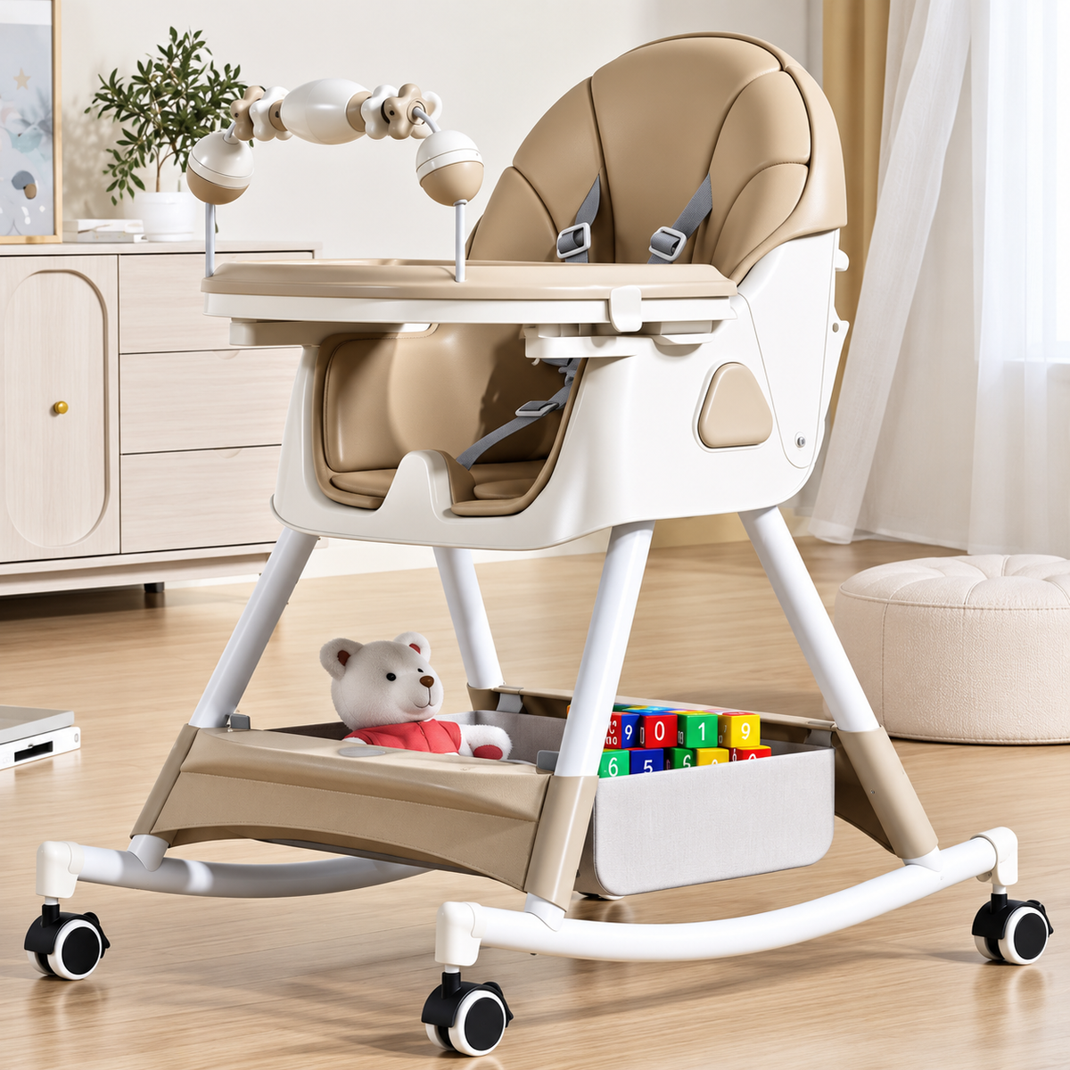 Chaise haute pour bébé 3en1 avec roulettes | Lüma Confo