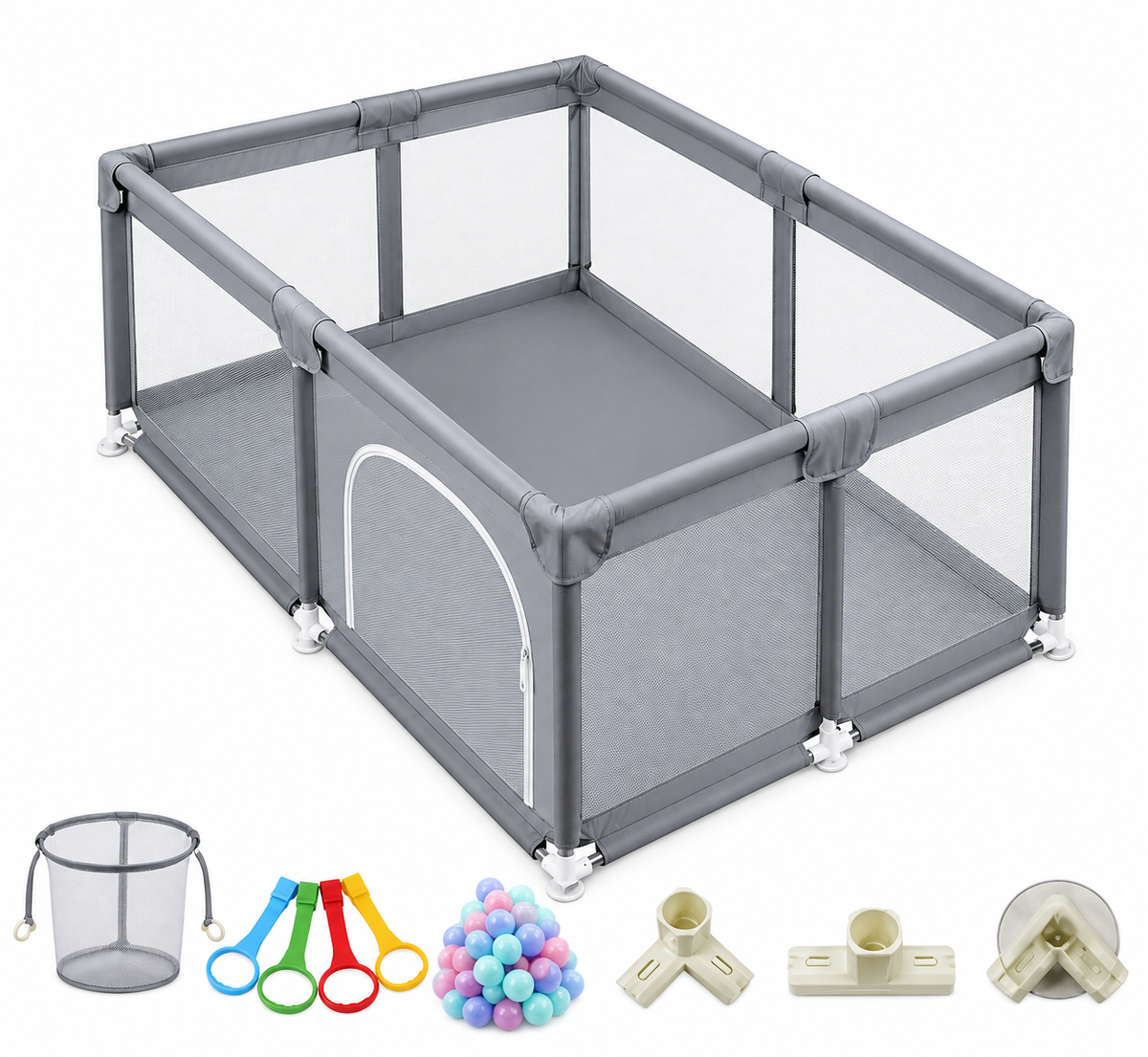 Parc de jeu pour bébé gris | Lüma Discovery